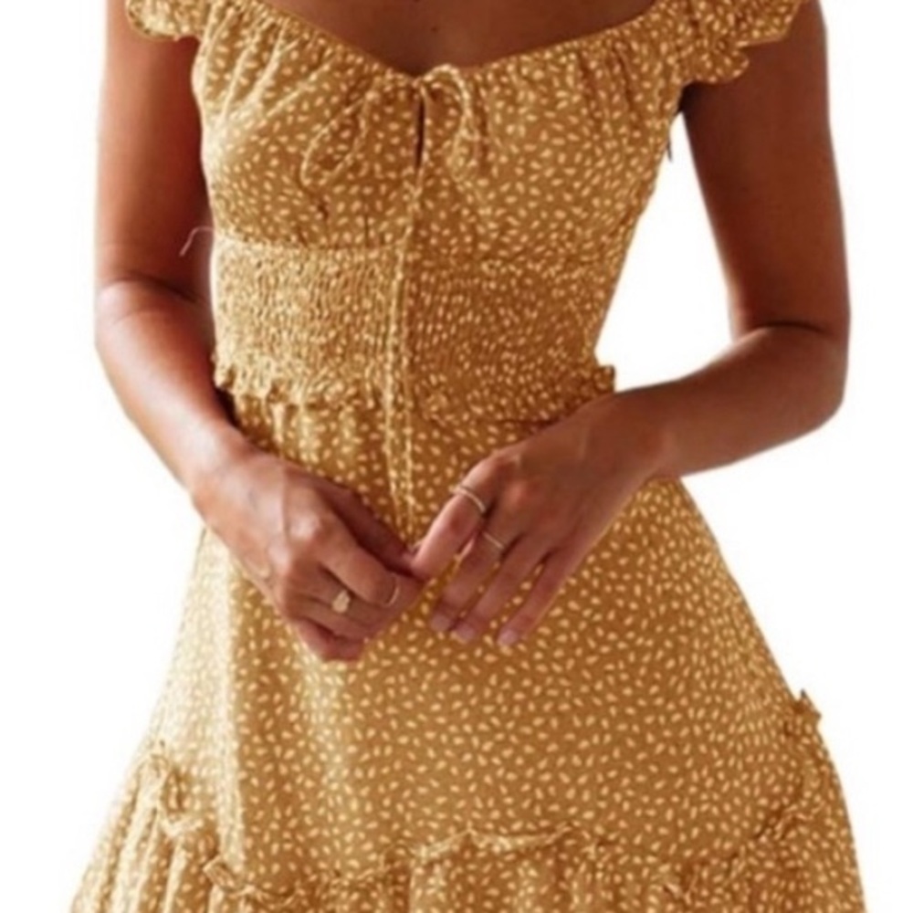 Yellow Floral Off-Shoulder Dress